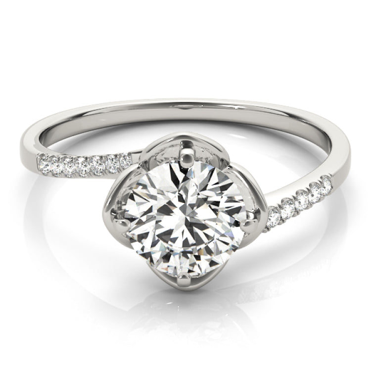 Silver Single Row Engagement Ring Prong Set