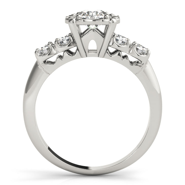 Silver Single Row Engagement Ring Prong Set