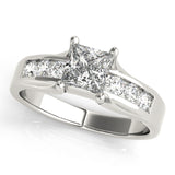 Silver Single Row Engagement Ring Channel Set