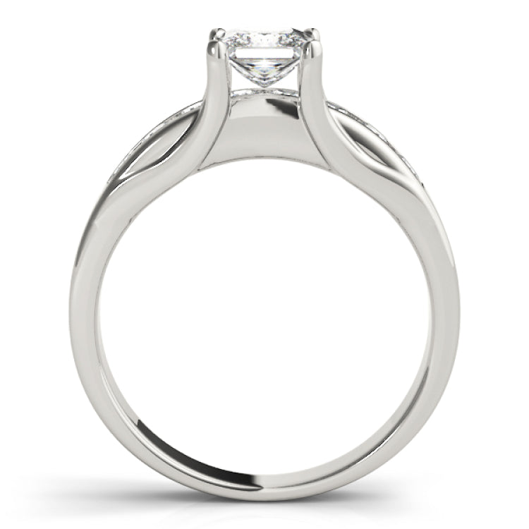 Silver Single Row Engagement Ring Channel Set