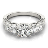 Silver Single Row Engagement Ring Prong Set