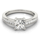 Silver Single Row Engagement Ring Channel Set