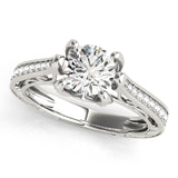 Silver Single Row Engagement Ring Prong Set