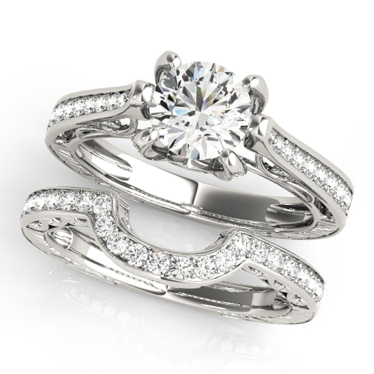 Silver Single Row Engagement Ring Prong Set