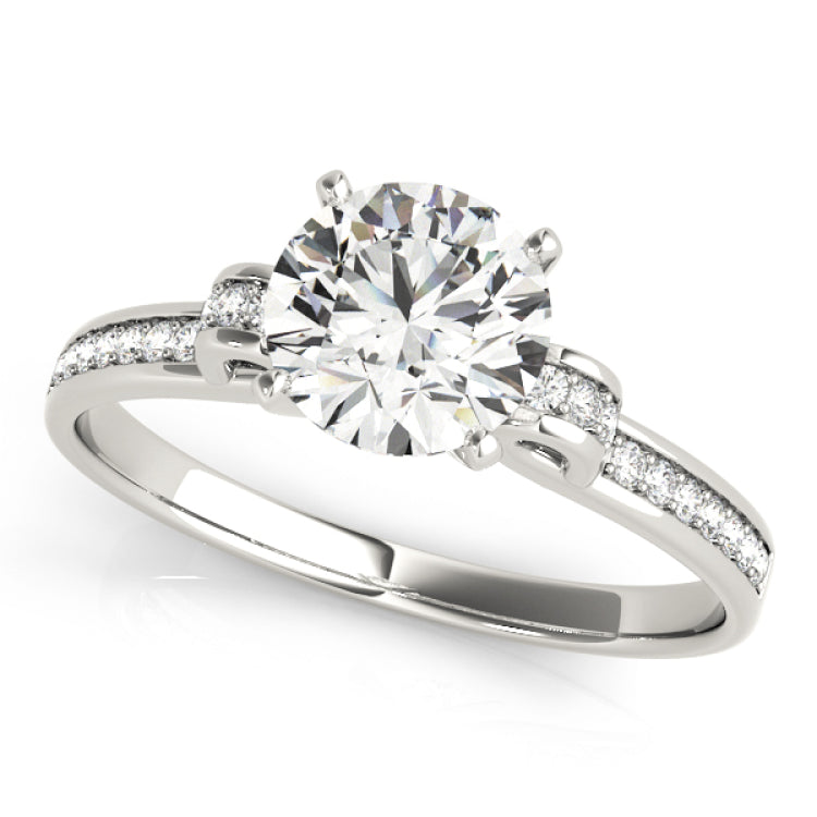 Silver Single Row Engagement Ring Prong Set