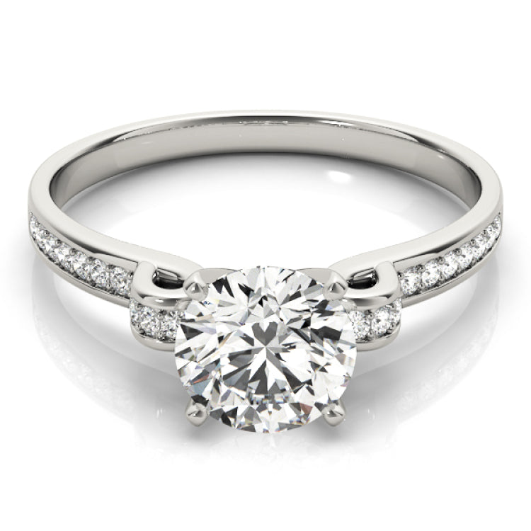 Silver Single Row Engagement Ring Prong Set