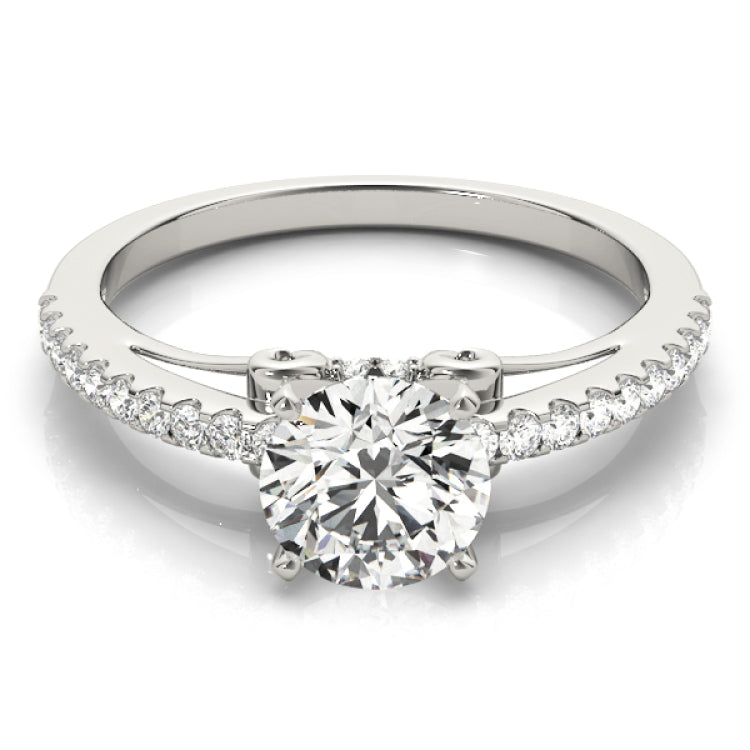 Silver Single Row Engagement Ring Prong Set