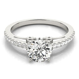 Silver Single Row Engagement Ring Prong Set