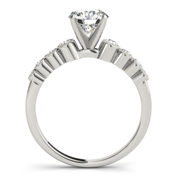 Silver Single Row Engagement Ring Bezel Set
