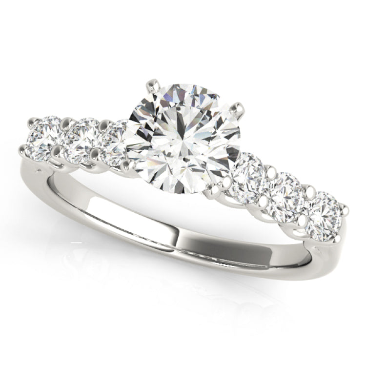 Silver Single Row Engagement Ring Prong Set