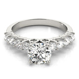 Silver Single Row Engagement Ring Prong Set