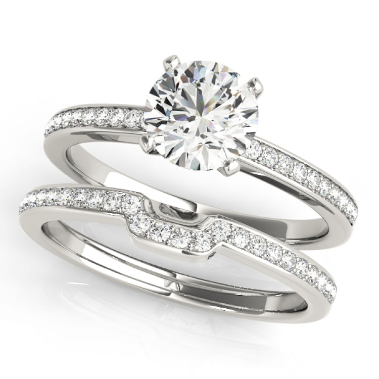 Silver Single Row Engagement Ring Channel Set