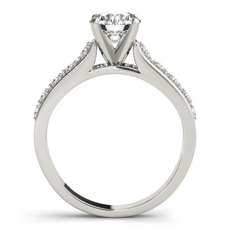 Silver Single Row Engagement Ring Prong Set