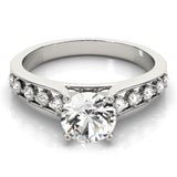 Silver Single Row Engagement Ring Prong Set