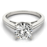 Silver Single Row Engagement Ring Channel Set