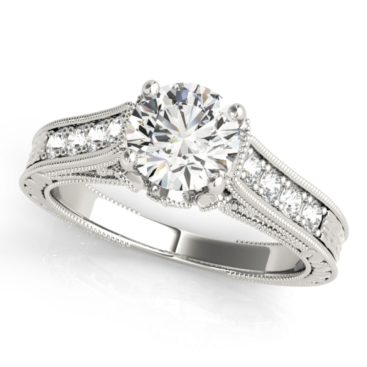 Silver Single Row Engagement Ring Prong Set
