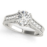 Silver Single Row Engagement Ring Prong Set