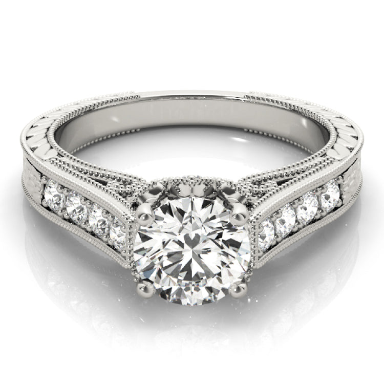 Silver Single Row Engagement Ring Prong Set