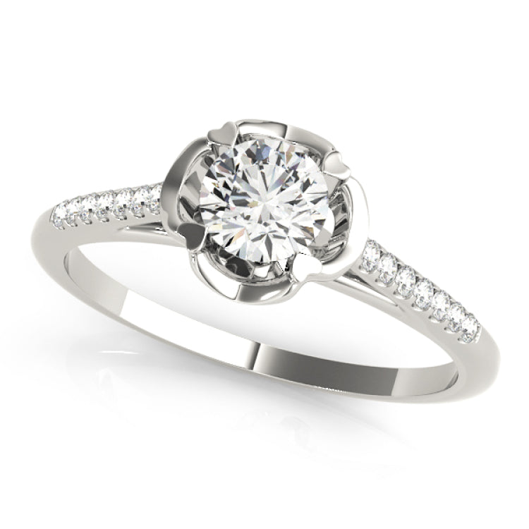 Silver Single Row Engagement Ring