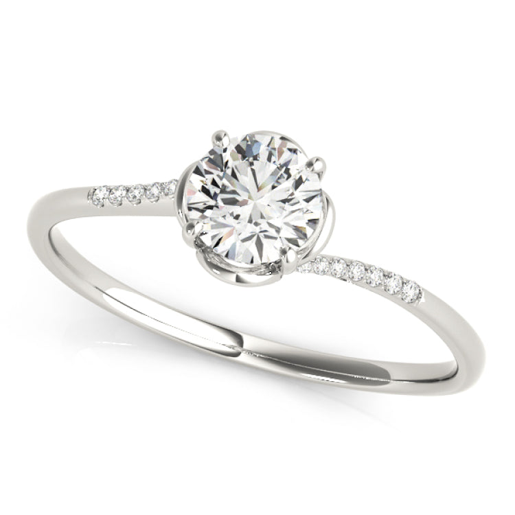 Silver Single Row Engagement Ring Prong Set