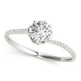 Silver Single Row Engagement Ring Prong Set