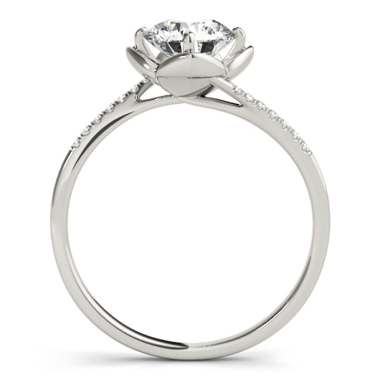 Silver Single Row Engagement Ring Prong Set