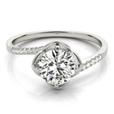 Silver Single Row Engagement Ring Prong Set