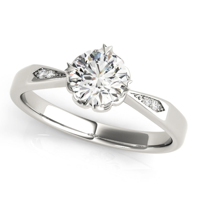 Silver Single Row Engagement Ring Prong Set