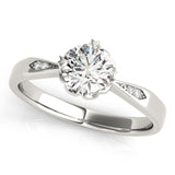 Silver Single Row Engagement Ring Prong Set