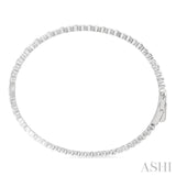 1/6 Ctw Puffed Heart Plain and Single Cut Diamond Bangle in Sterling Silver