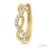 1/10 Ctw Split & Twisted Rope and Round Cut Diamond Huggie Petite Earrings in 14K Yellow Gold