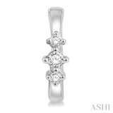 1/6 Ctw Three Stone Round Cut Diamond Huggie Petite Earrings in 14K White Gold