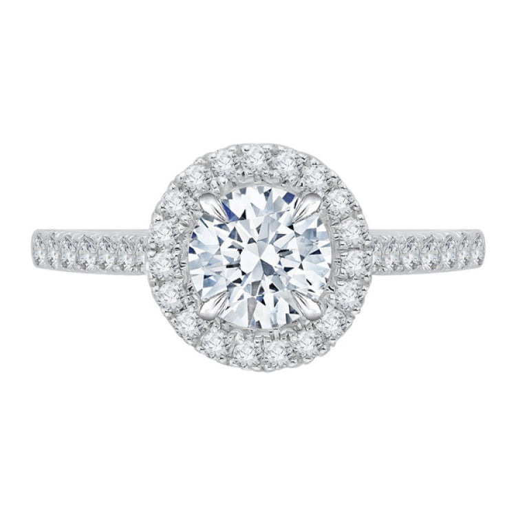 Diamond Halo Engagement Ring In with Band 14K Two-Tone Gold (Semi-Mount)