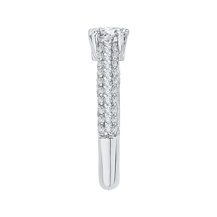 Euro Shank Diamond Cathedral Style Engagement Ring In 14K White Gold (Semi-Mount)