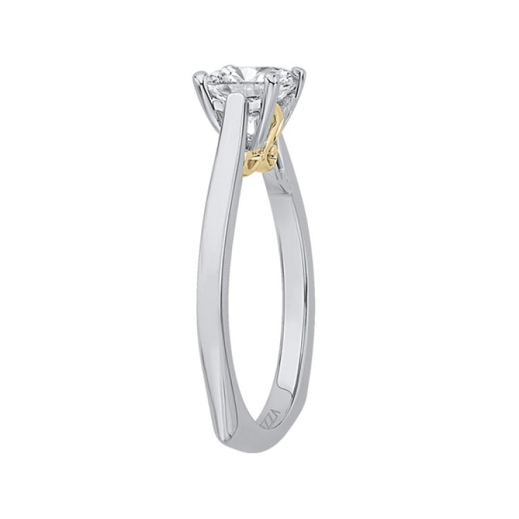 Princess Cut Diamond Solitaire Engagement Ring in 14K Two-Tone Gold (Semi-Mount)