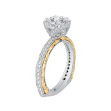 14K Two-Tone Gold Round Diamond Engagement Ring with Euro Shank (Semi-Mount)