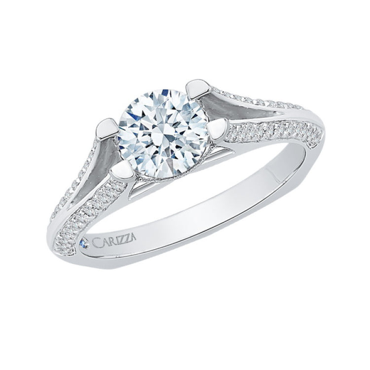 Split Shank Diamond Engagement Ring in 14K White Gold (Semi-Mount)