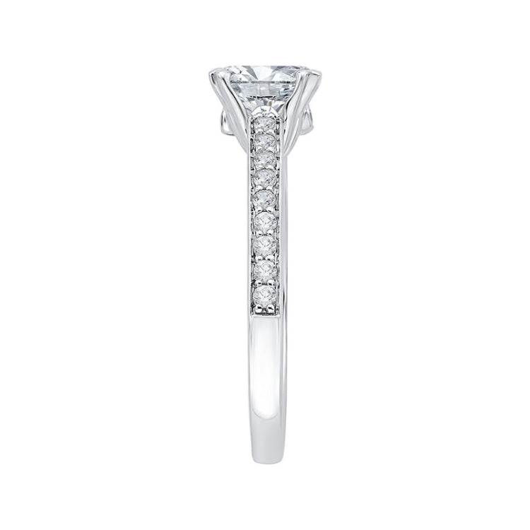 Diamond Cathedral Style Engagement Ring in 14K White Gold