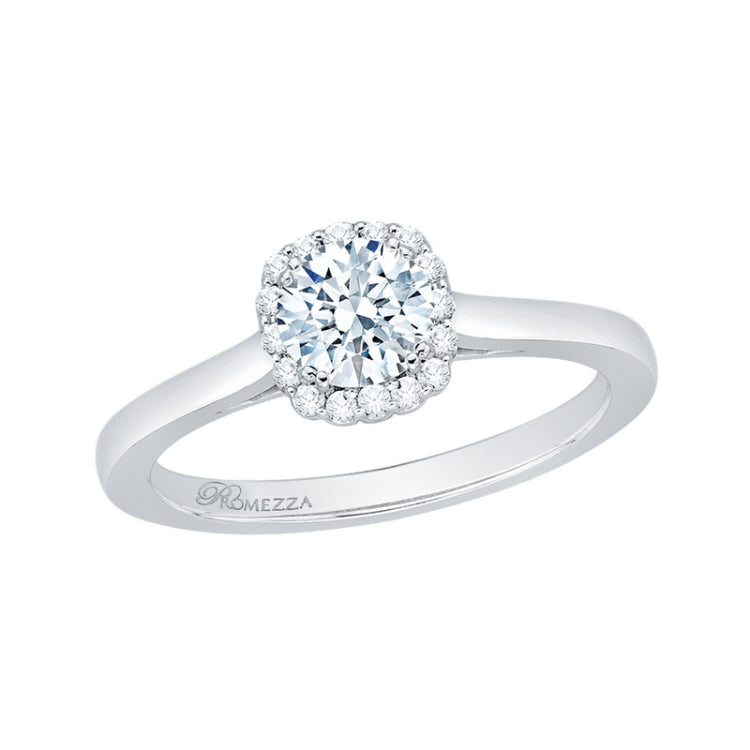 Round Diamond Halo Engagement Ring in 14K White Gold