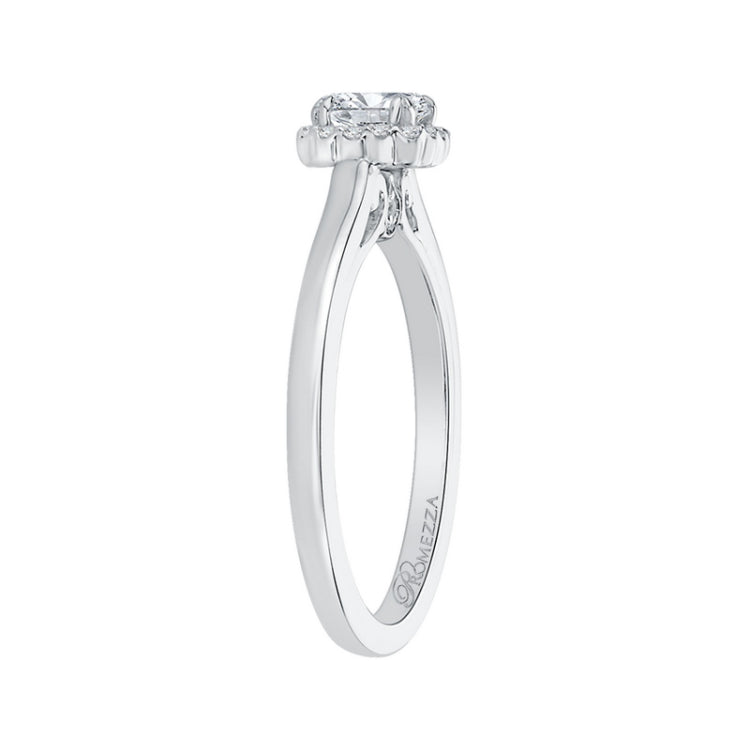 Round Diamond Halo Engagement Ring in 14K White Gold