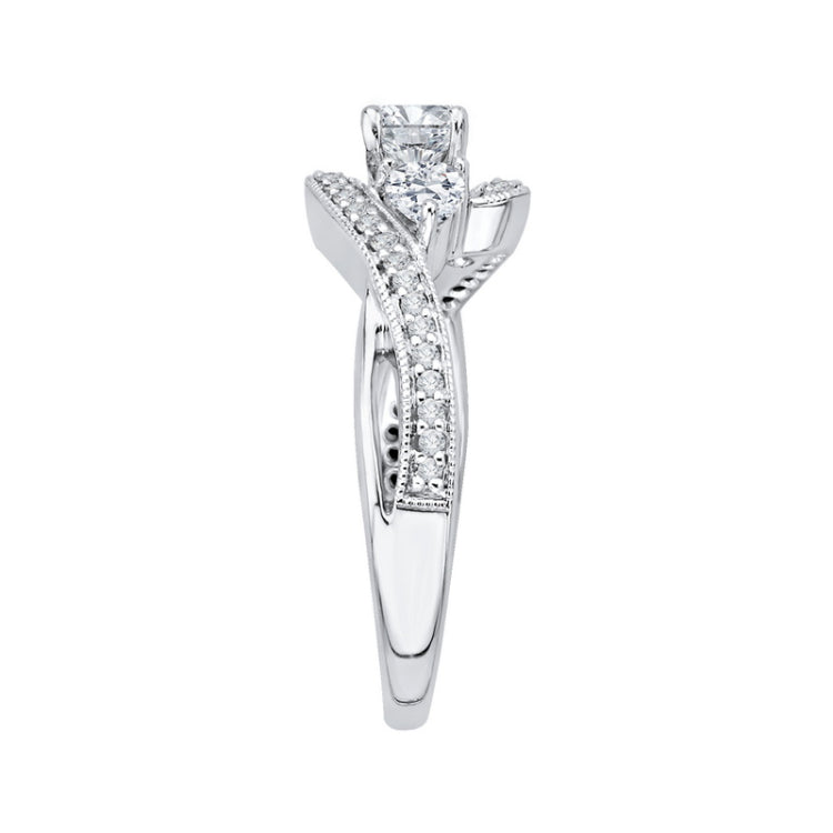 Round Diamond Three-Stone Engagement Ring in 14K White Gold