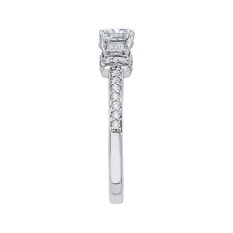 Princess Cut Diamond Three-Stone Engagement Ring in 14K White Gold