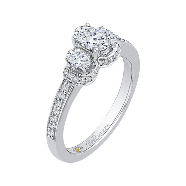 Oval Cut Diamond Three-Stone Engagement Ring in 14K White Gold