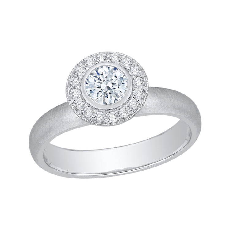 Round Diamond Halo Engagement Ring in 14K White Gold