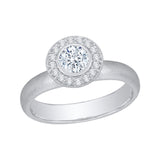Round Diamond Halo Engagement Ring in 14K White Gold