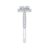 Emerald Cut Diamond Halo Engagement Ring in 14K White Gold