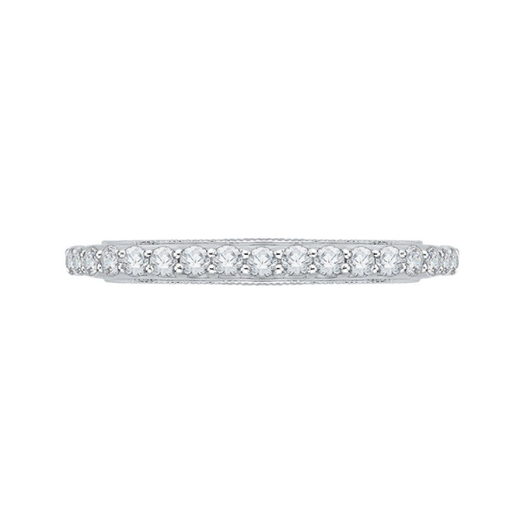 Euro Shank Round Diamond Wedding Band in 14K White Gold