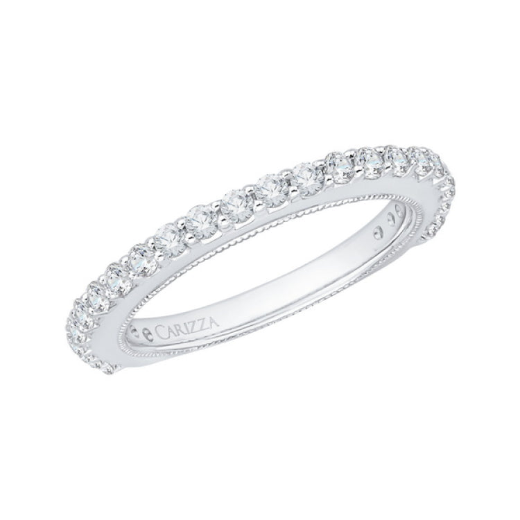 Euro Shank Round Diamond Wedding Band in 14K White Gold