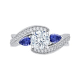 Round Diamond and Sapphire Engagement Ring in 14K White Gold (Semi-Mount)
