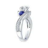 Round Diamond and Sapphire Engagement Ring in 14K White Gold (Semi-Mount)